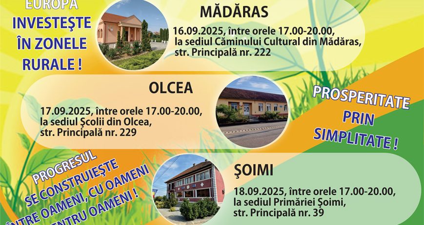 Întâlniri de animare premergătoare lansării apelurilor de selecție de proiecte – 15-19 Septembrie 2025