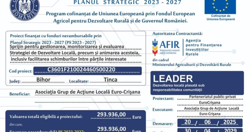 Placuta informativa GAL EuroCrisana