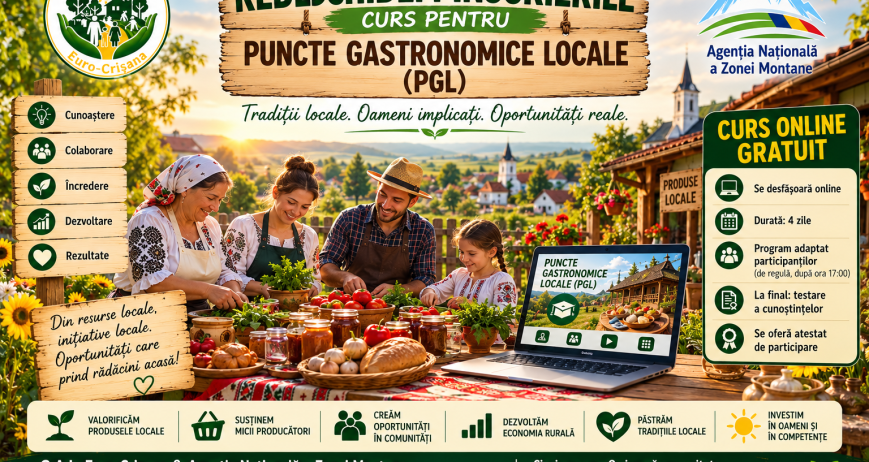 REDESCHIDEM ÎNSCRIERILE! Curs online gratuit dedicat Punctelor Gastronomice Locale (PGL)